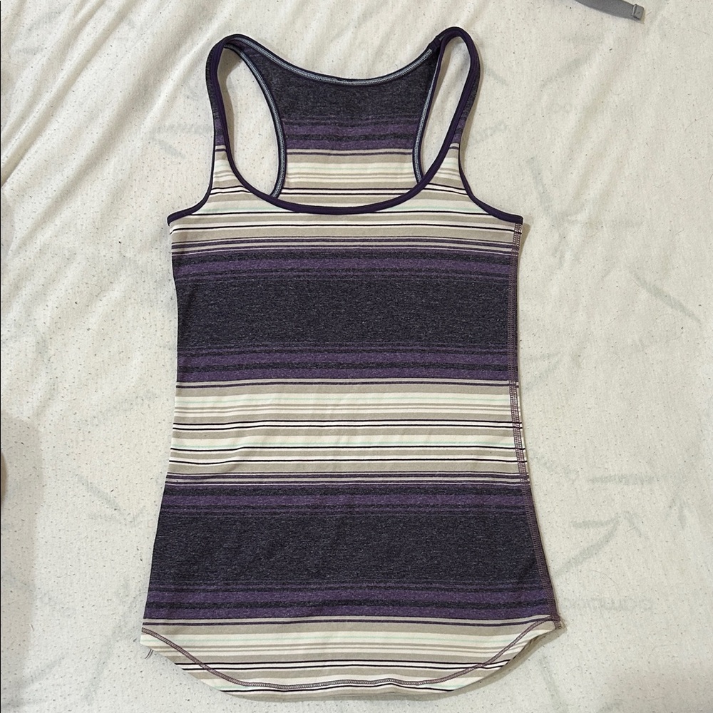 lululemon Striped Racerback Tank - Purple & Cream